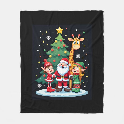 Christmas Squad Santa Giraffe Elf Dabbing Matching Fleece Deken (Voorkant)