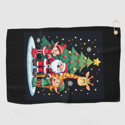 Christmas Squad Santa Giraffe Elf Dabbing Matching Golfhanddoek (Horizontaal)