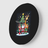 Christmas Squad Santa Giraffe Elf Dabbing Matching Grote Klok (Hoek)