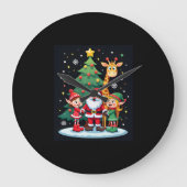 Christmas Squad Santa Giraffe Elf Dabbing Matching Grote Klok (Voorkant)