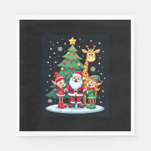 Christmas Squad Santa Giraffe Elf Dabbing Matching Servet