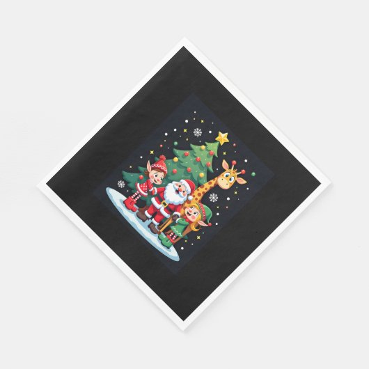 Christmas Squad Santa Giraffe Elf Dabbing Matching Servet (Hoek)