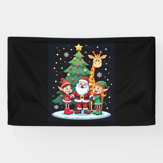 Christmas Squad Santa Giraffe Elf Dabbing Matching Spandoek (Horizontaal)