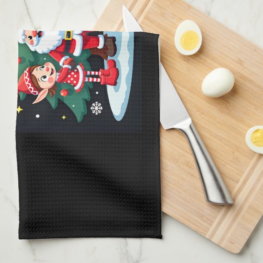 Christmas Squad Santa Giraffe Elf Dabbing Matching Theedoek (Quarter Fold)