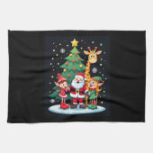 Christmas Squad Santa Giraffe Elf Dabbing Matching Theedoek (Horizontaal)