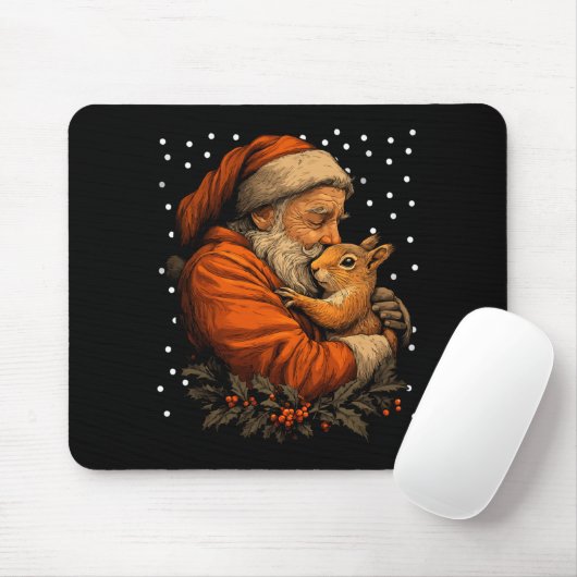 Christmas Squirrel And Santa Claus Forest Animal W Muismat (Met muis)