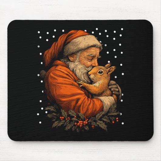 Christmas Squirrel And Santa Claus Forest Animal W Muismat (Voorkant)