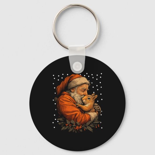 Christmas Squirrel And Santa Claus Forest Animal W Sleutelhanger (Voorkant)