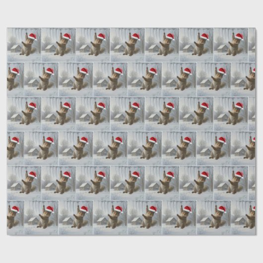 Christmas Squirrel Hanging From an Icicle Cadeaupapier (Vlak)