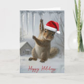 Christmas Squirrel Hanging From an Icicle Kaart (Voorkant)