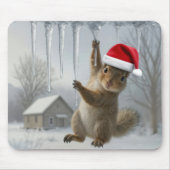 Christmas Squirrel Hanging From an Icicle Muismat (Voorkant)