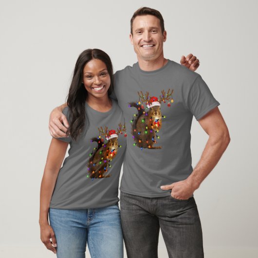 Christmas Squirrel Lights Squirrel Reindeer Funny T-shirt (Unisex)