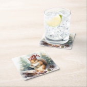 Christmas Squirrel reading Kartonnen Onderzetters (Insitu)