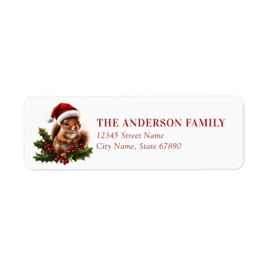 Christmas Squirrel Retour Adreslabels Etiket (Voorkant)