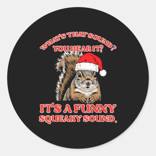 Christmas Squirrel Squeaky Sound Funny Xmas Men Wo Ronde Sticker (Voorkant)