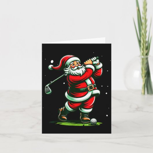 Christmas Srts, Santa Plays Golf Xmas Women Men &a Kaart (Voorkant)