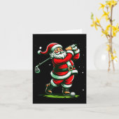Christmas Srts, Santa Plays Golf Xmas Women Men &a Kaart (Gele Bloem)