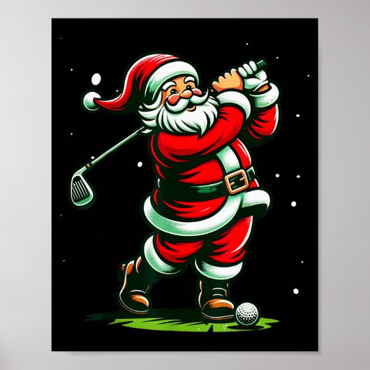 Christmas Srts, Santa Plays Golf Xmas Women Men &a Poster (Voorkant)