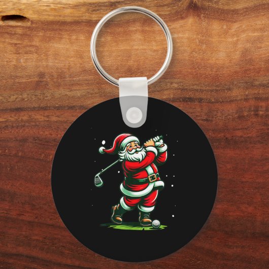 Christmas Srts, Santa Plays Golf Xmas Women Men &a Sleutelhanger (Voorkant)