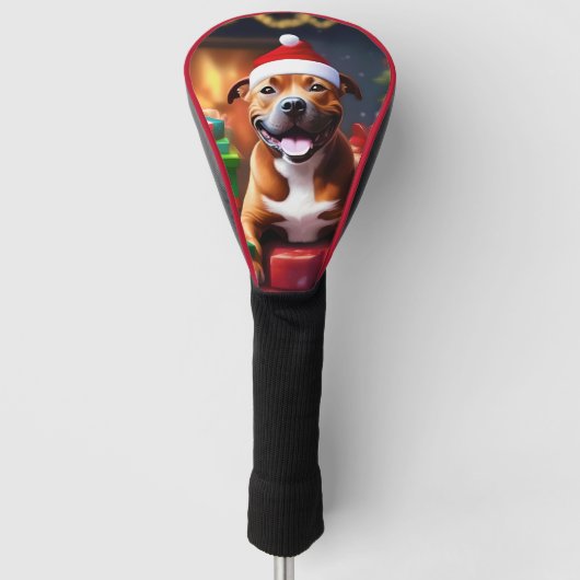 Christmas Staffordshire Bull Terrier, Golfheadcover (Voorkant)