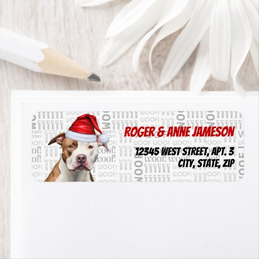Christmas Staffordshire Santa Dog Retouradres Etiket (Insitu)