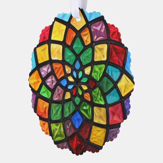 Christmas Stained Glass Pattern Ornament Kaart (Links)