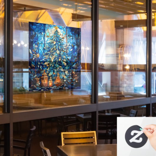Christmas Stained Glass Window Cling Raamsticker (Restaurant Raam)