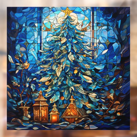 Christmas Stained Glass Window Cling Raamsticker (Vel 2)