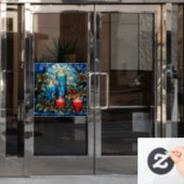 Christmas Stained Glass Window Cling Raamsticker (Kantoordeur)