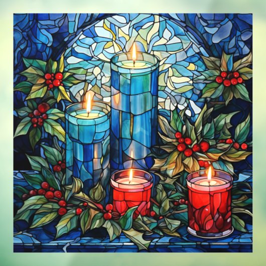Christmas Stained Glass Window Cling Raamsticker (Vel 3)