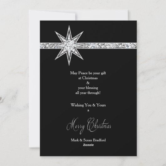 CHRISTMAS STAR - CHRISTELIJK - ZWART/SILVER FEESTDAGENKAART (Achterkant)