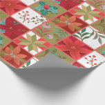 Christmas Star Flower Quilt Cadeaupapier<br><div class="desc">Kerst- en winterse planten zoals Christmas Star Flowers,  Mistletoe,  Holly,  Winterberries gecombineerd tot een unieke patchwork cheater quilt.</div>