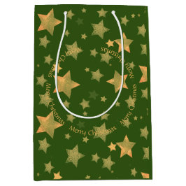 Christmas Star Gold Green Elegant Vintage Classic Medium Cadeauzakje