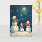 Christmas Star Joy To The World Snowmen Kaart (Gele Bloem)