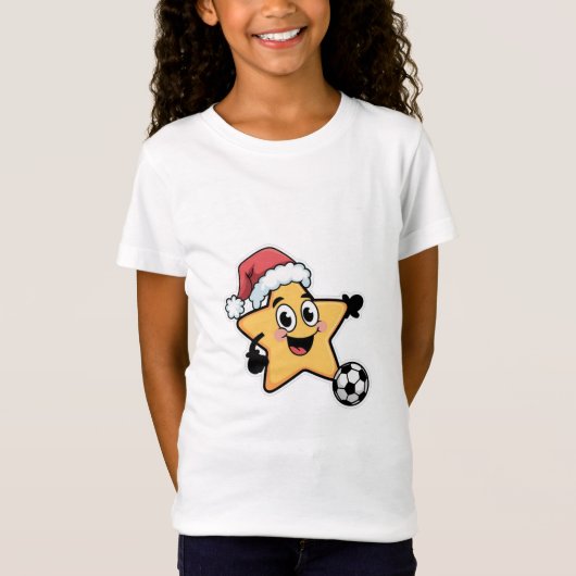Christmas star playing soccer t-shirt (Voorkant)