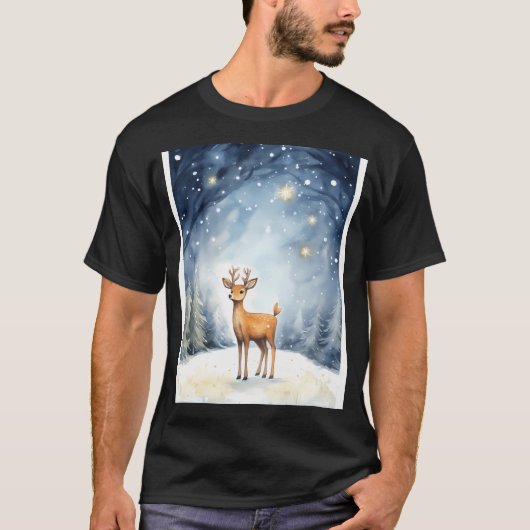 Christmas Star Reindeer Joy T-shirt (Voorkant)