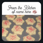 Christmas Star Sugar Cookies Pakket Sticker<br><div class="desc">Maak uw zelfgemaakte kerstcadeaus klaar met deze decoratieve labels. Ze tonen suikerkoekjes in de vorm van sterren versierd met sprankelende rode strooien. Personaliseer ze door jouw namen toe te voegen. Een takje rode bessen voor accent aan de bovenkant.</div>
