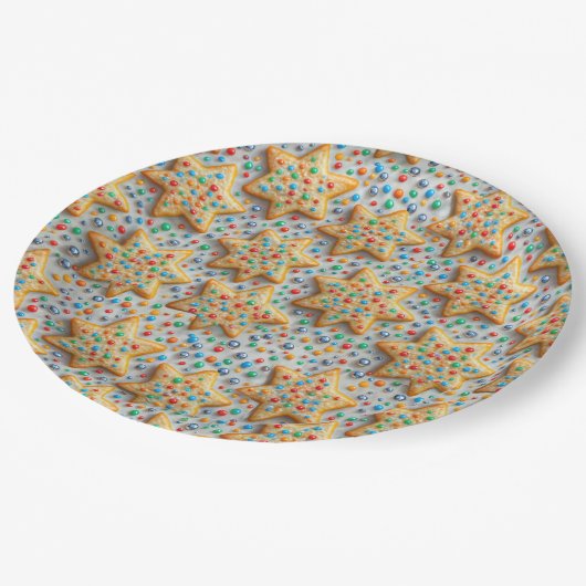 Christmas Star Sugar Cookies With Sprinkles Papieren Bordje (Gekanteld)