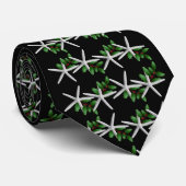 Christmas Starfish Black pattern tie Stropdas (Opgerold)