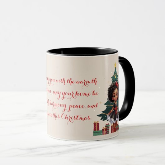 "Christmas Starlight" -Afro-Amerikaanse begroeting Mok (Voorkant rechts)