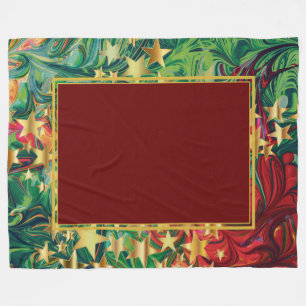 CHRISTMAS STARS ABSTRACT Groen feestje Fleece Deken