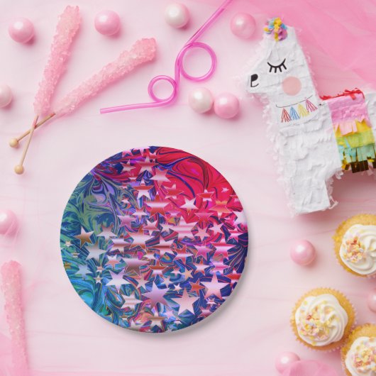 CHRISTMAS STARS | ABSTRACT PAARS LILA | Festief Papieren Bordje (Feest)