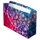 CHRISTMAS STARS Abstract Paars Rood Lila Festisch Groot Cadeauzakje (Achterkant Gekanteld)