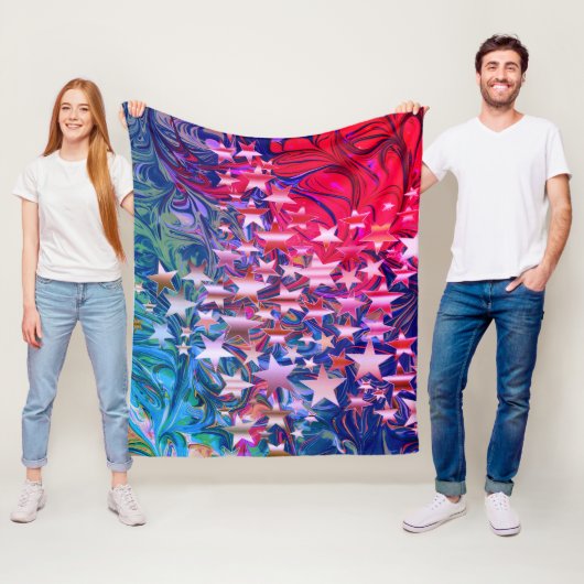 CHRISTMAS STARS Abstract Paars Rood Lila Fleece Deken (In situ)