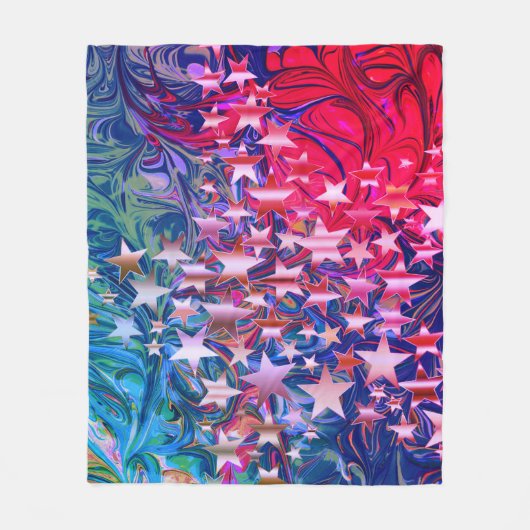 CHRISTMAS STARS Abstract Paars Rood Lila Fleece Deken (Voorkant)