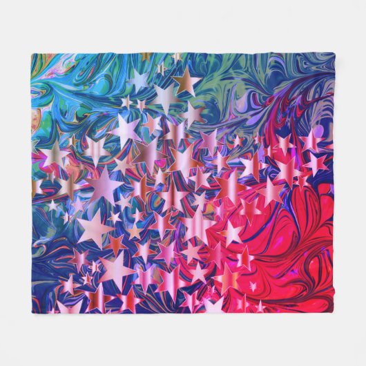 CHRISTMAS STARS Abstract Paars Rood Lila Fleece Deken (Voorkant (Horizontaal))