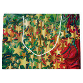 CHRISTMAS STARS Abstract Red Green Gold Festive Groot Cadeauzakje (Voorkant)
