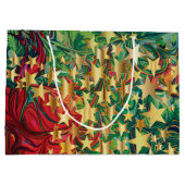 CHRISTMAS STARS Abstract Red Green Gold Festive Groot Cadeauzakje (Achterkant)