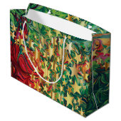 CHRISTMAS STARS Abstract Red Green Gold Festive Groot Cadeauzakje (Achterkant Gekanteld)