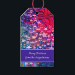 CHRISTMAS STARS | Abstracte winter | Paars DOUANE Cadeaulabel<br><div class="desc">Voeg die speciale afsluitende aanraking aan uw giften met deze labels van het cadeau van CHRISTMAS STARS toe. Levendig abstract ontwerp van paartjes,  rode,  blauwe en lila sterren. Placeholder de groet is klantgericht,  zodat kunt u met uw eigen groet of tekst personaliseren. Deel van het Collectie CHRISTMAS STARS.</div>